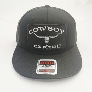 Cowboy Cartel Soild Black Mesh Back Snap Back Flat Bill Hat